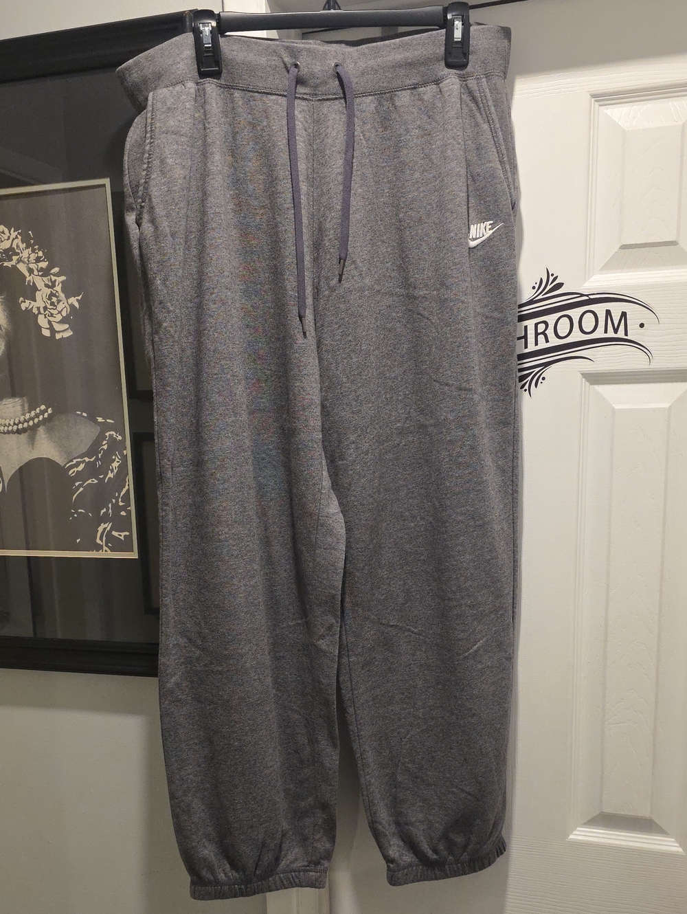 Nike Gray Fleece Joggers with Drawstring